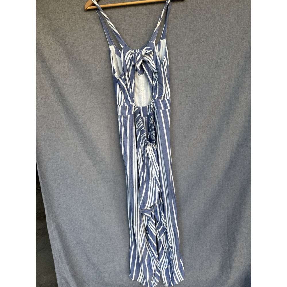 NWT Express Jumpsuit XL Striped  Tie Back Buttons Casual Square‎ Neck - Picture 5 of 7
